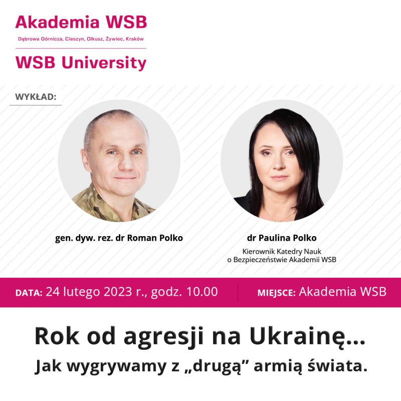 Wykład gen. Romana Polko i dr Pauliny Polko w Akademii WSB